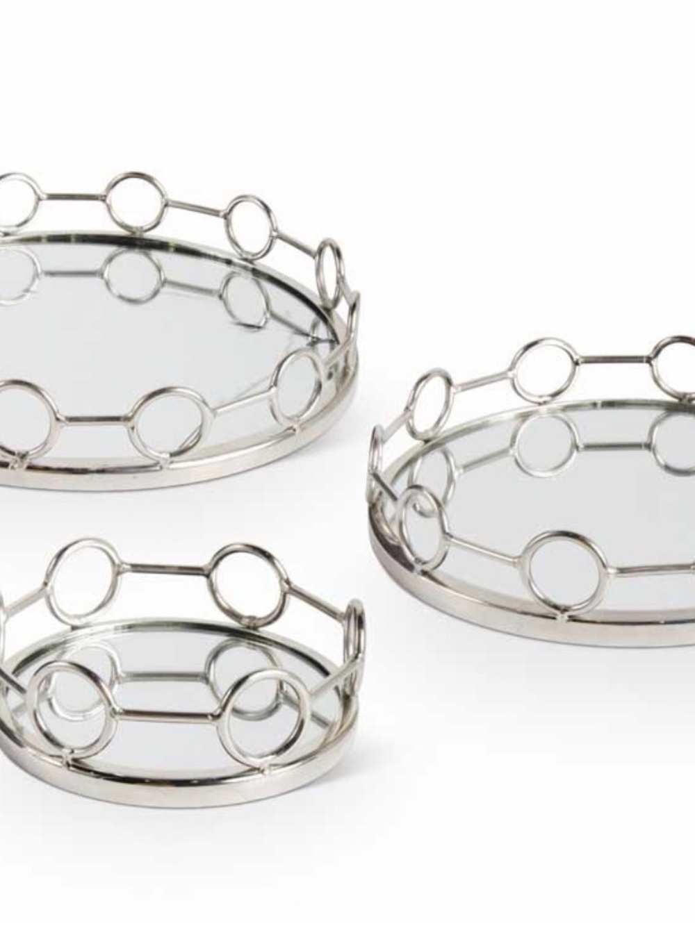 Silver Link Mirrored Decorative Tray - Small